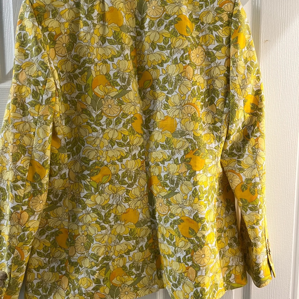 J Crew Helena Linen Blazer in Limone print size 2 - Picture 4 of 7